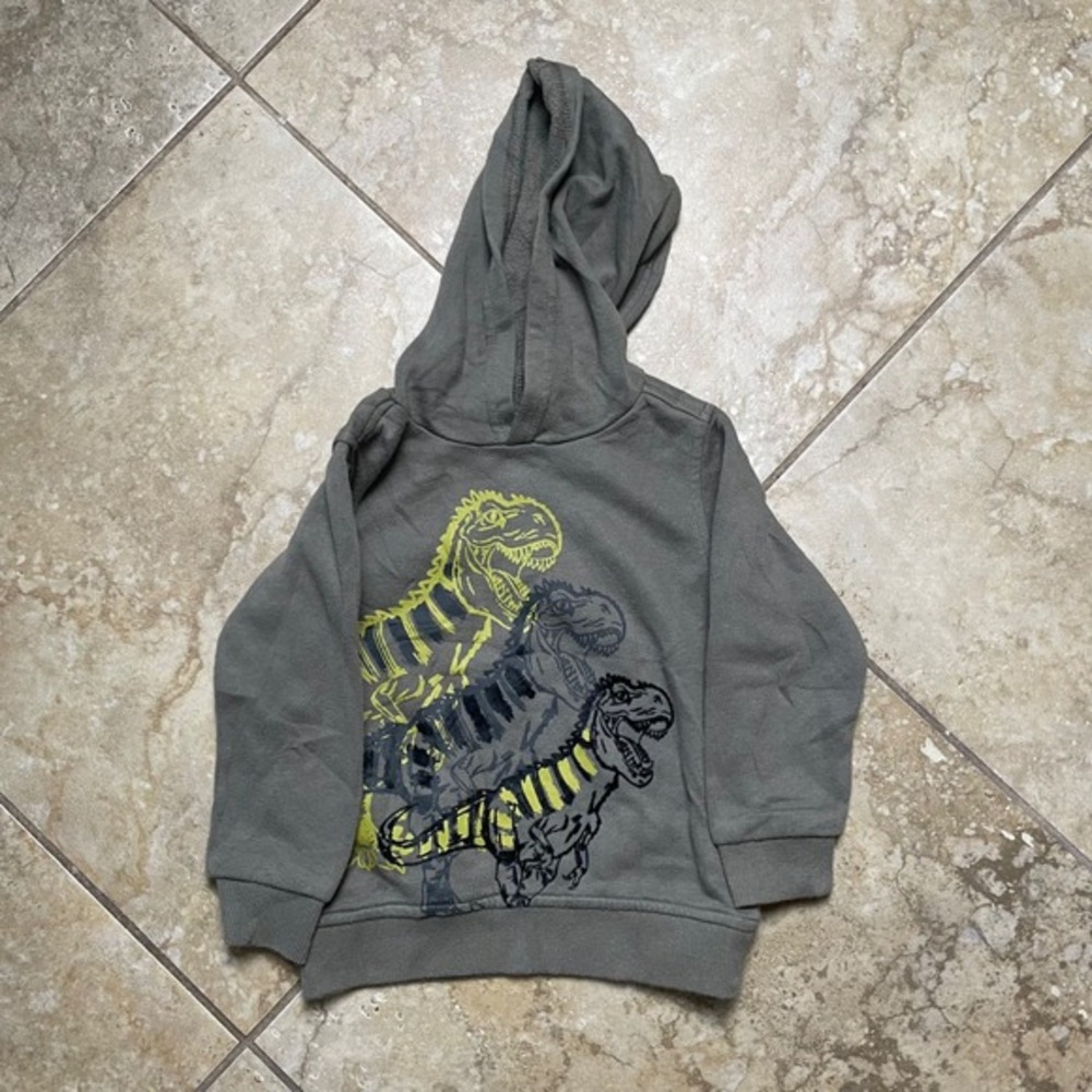 Kids Headquarters Boys 3T Gray Dinosaur Hoodie Pullover Sweatshirt